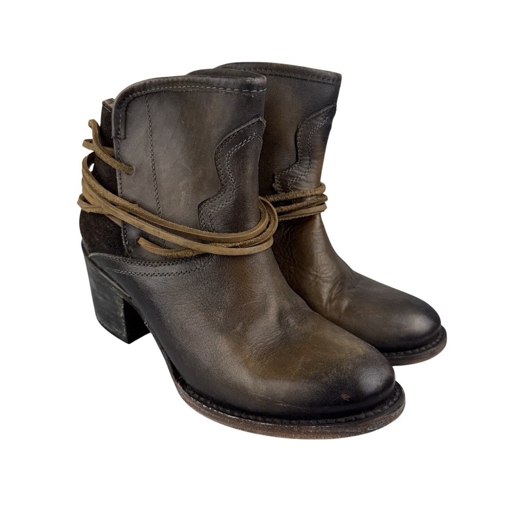Freebird by Steven Casey Ankle Boot Size 7 Cognac Brown Leather Western Boho